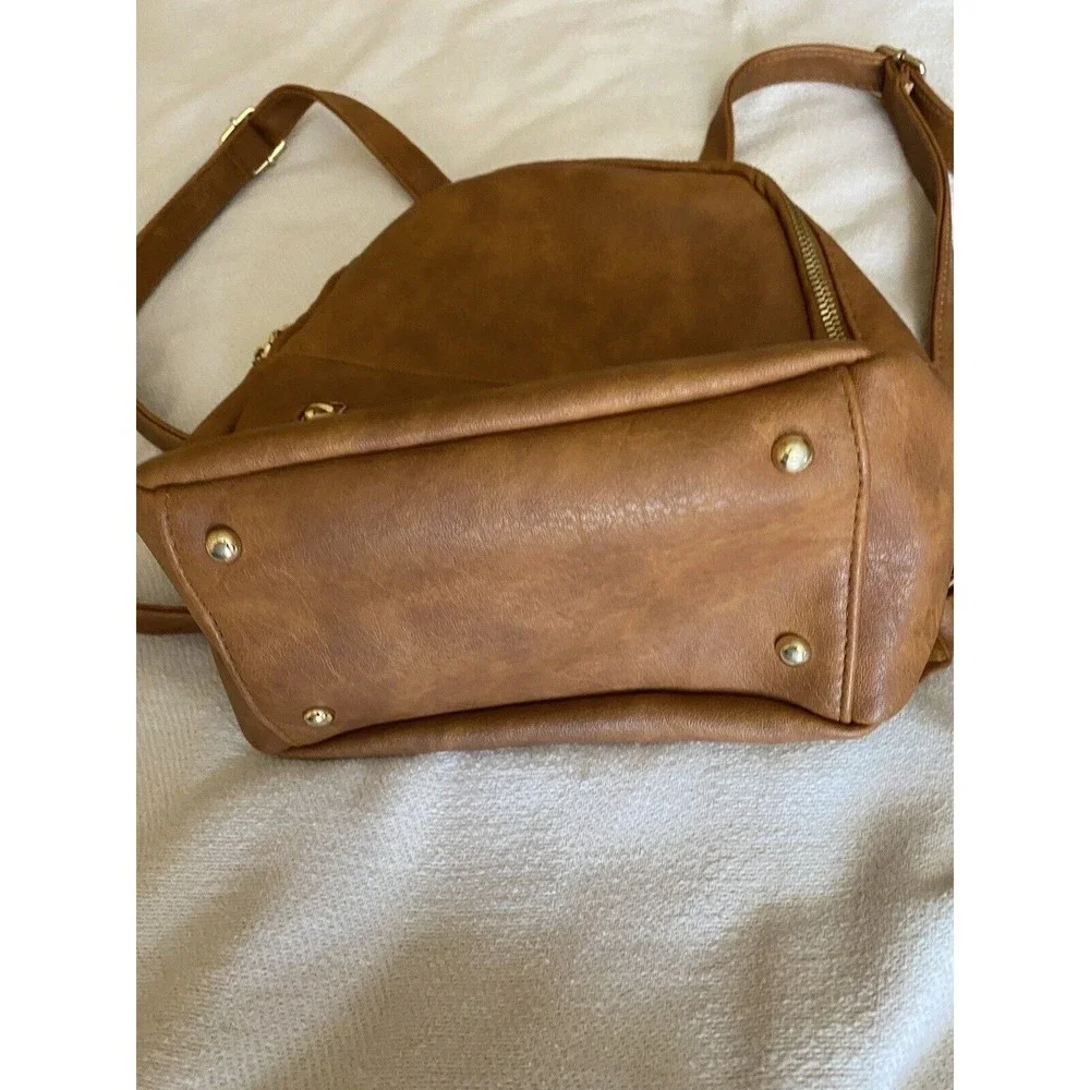 N Gil Women’s purse backpack Brown Faux Leather